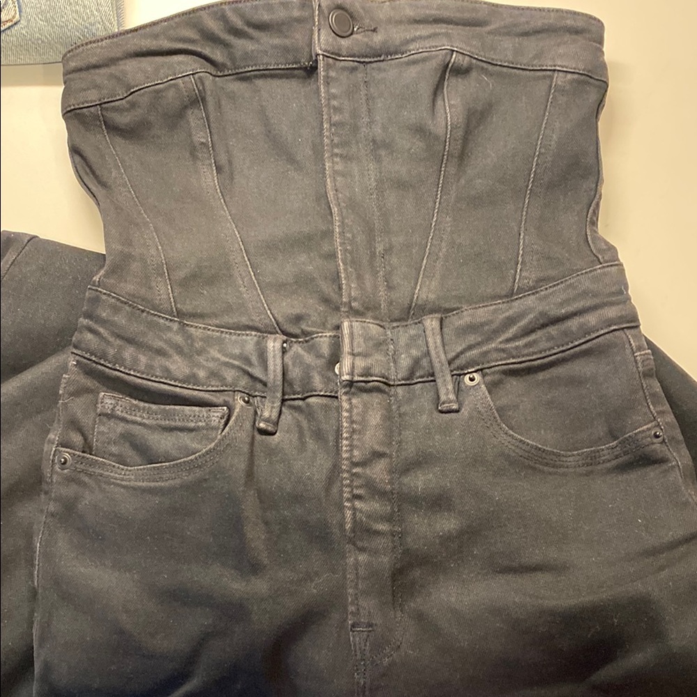 NWT Good American Fit for Success Denim Bandeau Jumpsuit